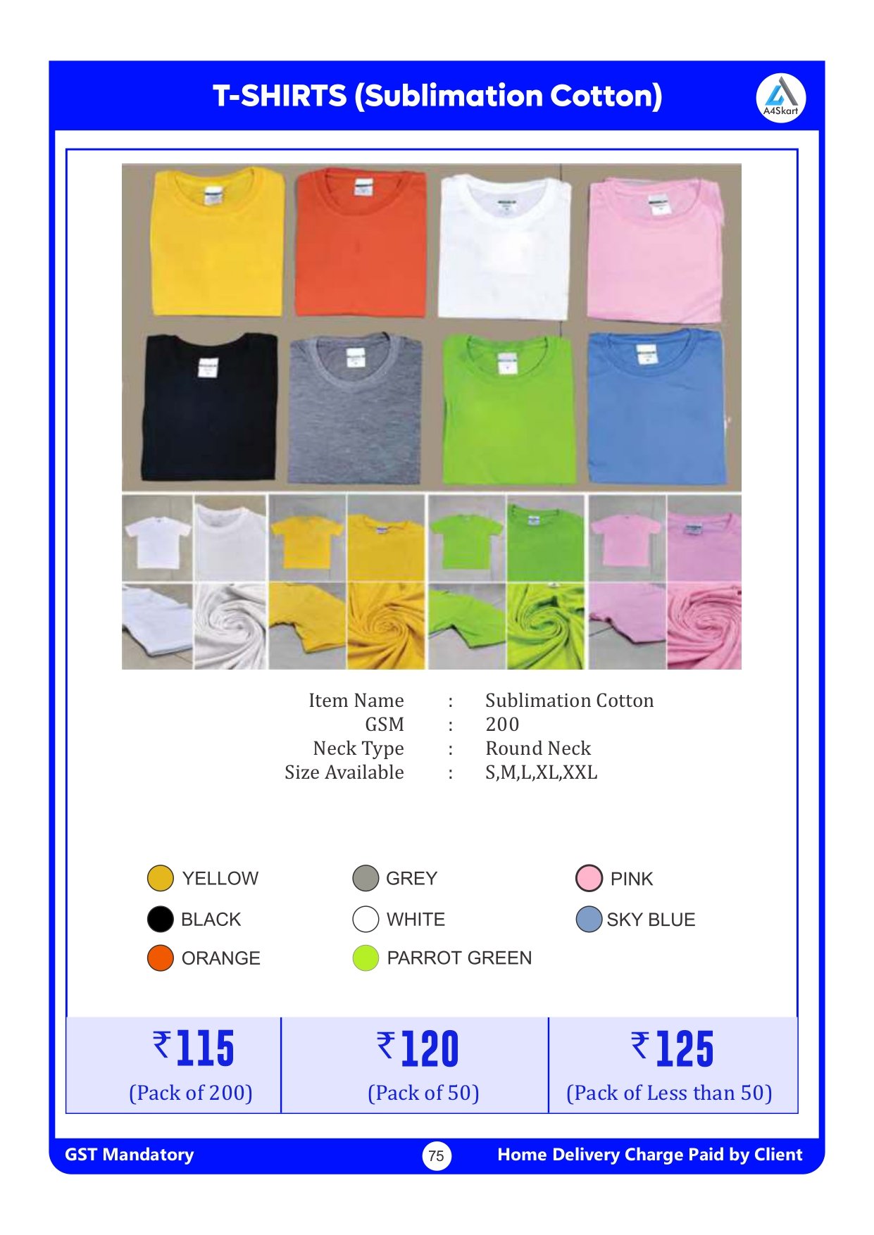 Sublimation Cotton T-Shirt 200 GSM