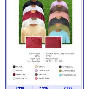 French Terry Drop Shoulder T-Shirt 250 GSM