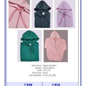 Zipper Hoodies Cotton Fleece 350-370 GSM