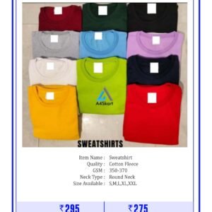 Sweatshirt Cotton Fleece 350-370 GSM